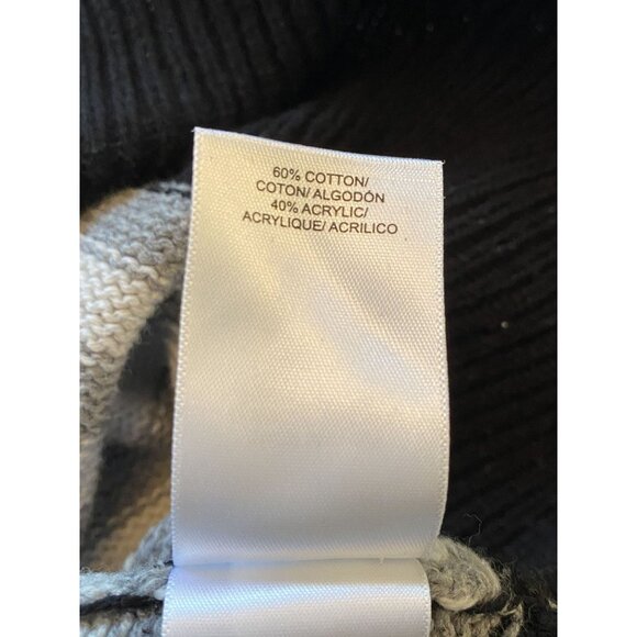 Lucky Brand Women Small Grandpa Core Comfy Black Gray Oversized Striped Sweater - Picture 5 of 14